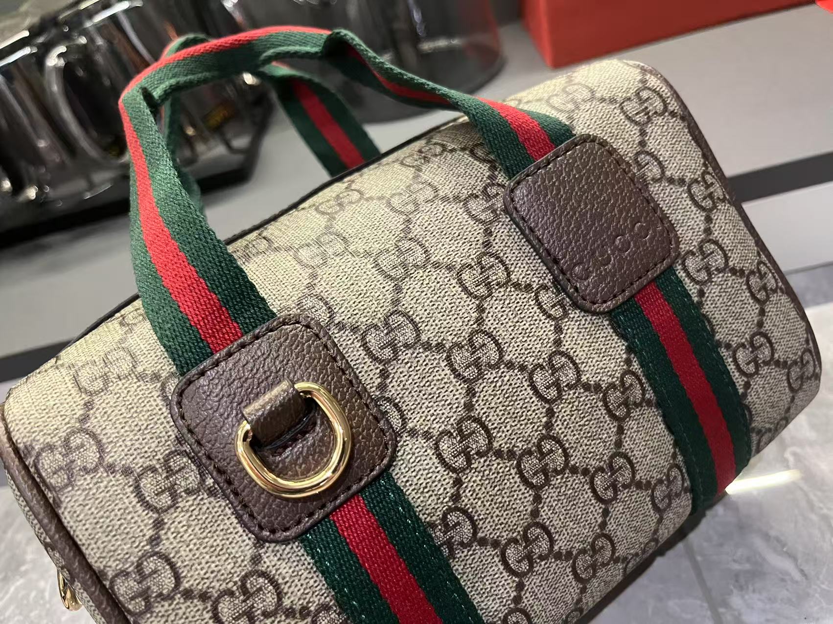 Gucci Mini GG Handbag - Beige and dark brown