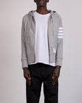 Thom Browne Classic Loopback 4 Bar Zip Hoodie Light Grey